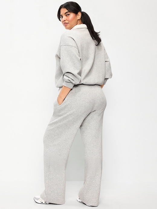 Image number 6 showing, Mid-Rise Dynamic Fleece Textured Wide-Leg Sweatpants