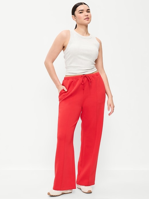 Image number 5 showing, High-Waisted Dynamic Fleece Textured Wide-Leg Sweatpants