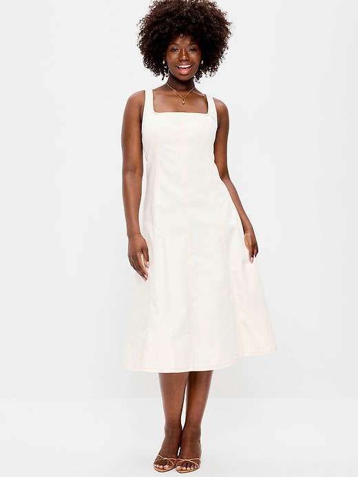 Image number 7 showing, Fit & Flare Sleeveless Denim Midi Dress