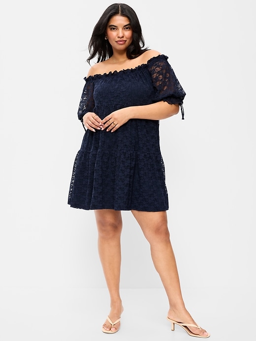 Image number 3 showing, Off-The-Shoulder Lace Mini Dress