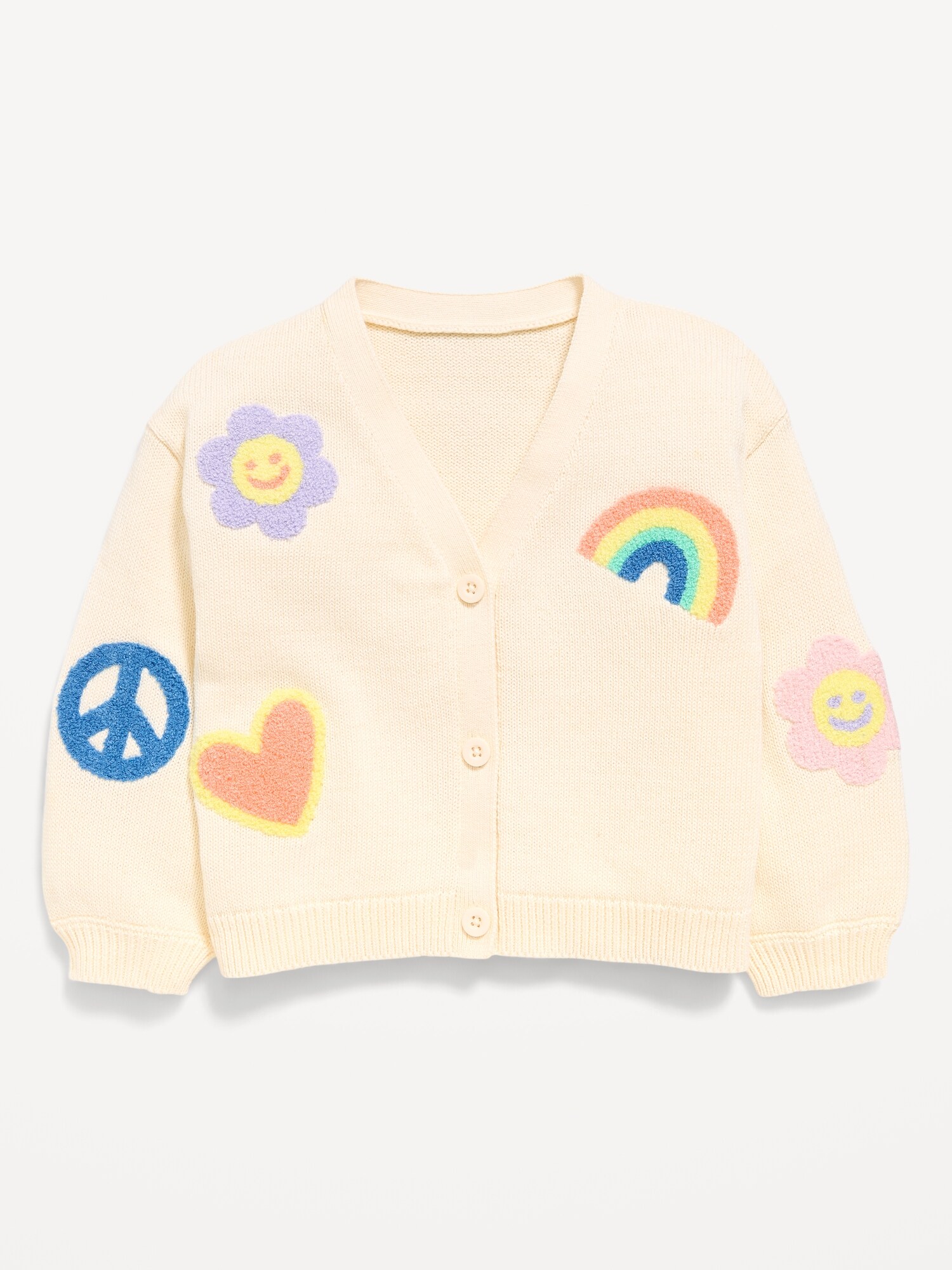 Кардиган Old Navy SoSoft Birthday Embroidered Cardigan Sweater для девочек-малышей, цвет: Creme De La Creme — фото 2