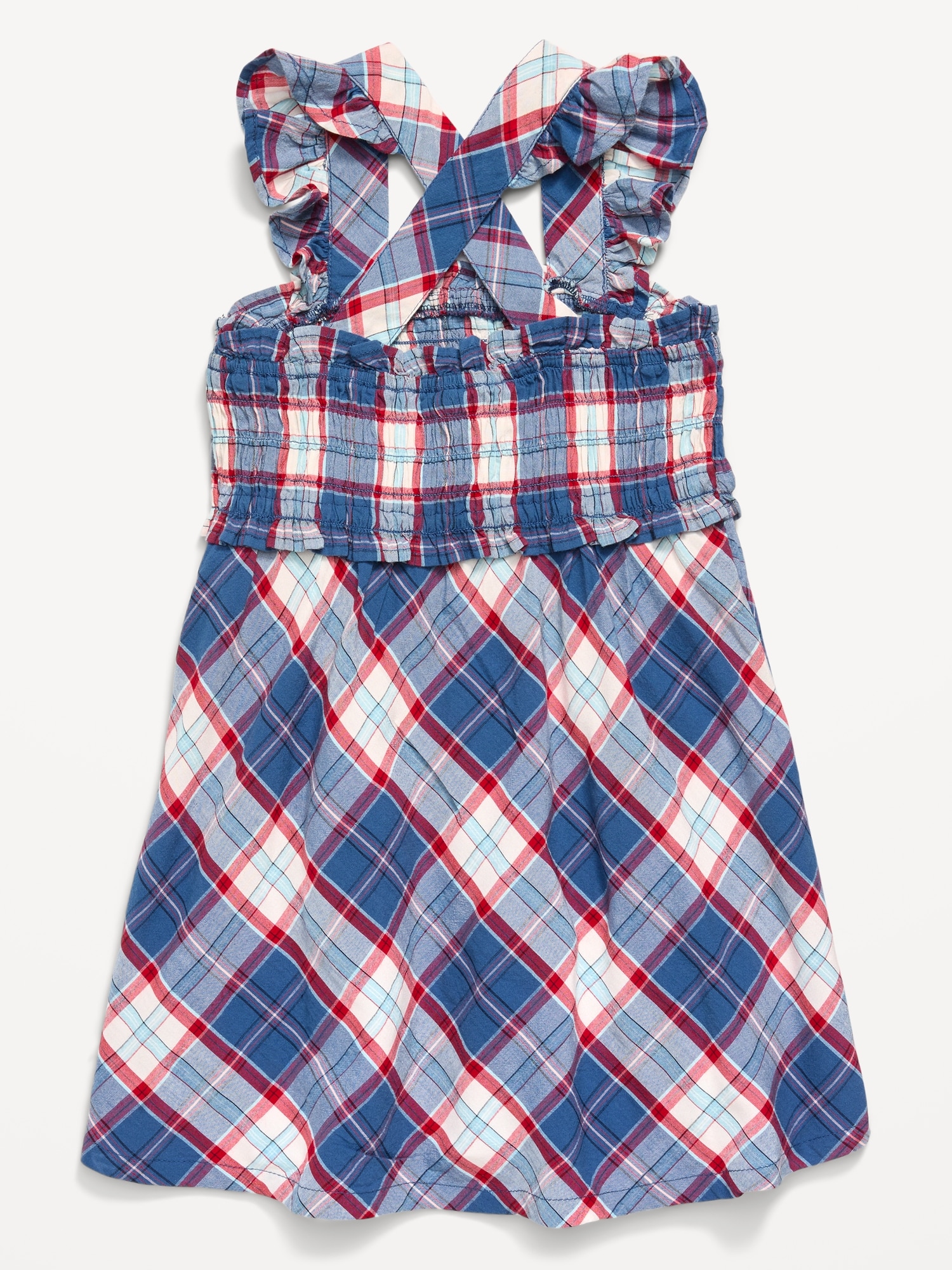Sleeveless Plaid Smocked Dress for Toddler Girls
