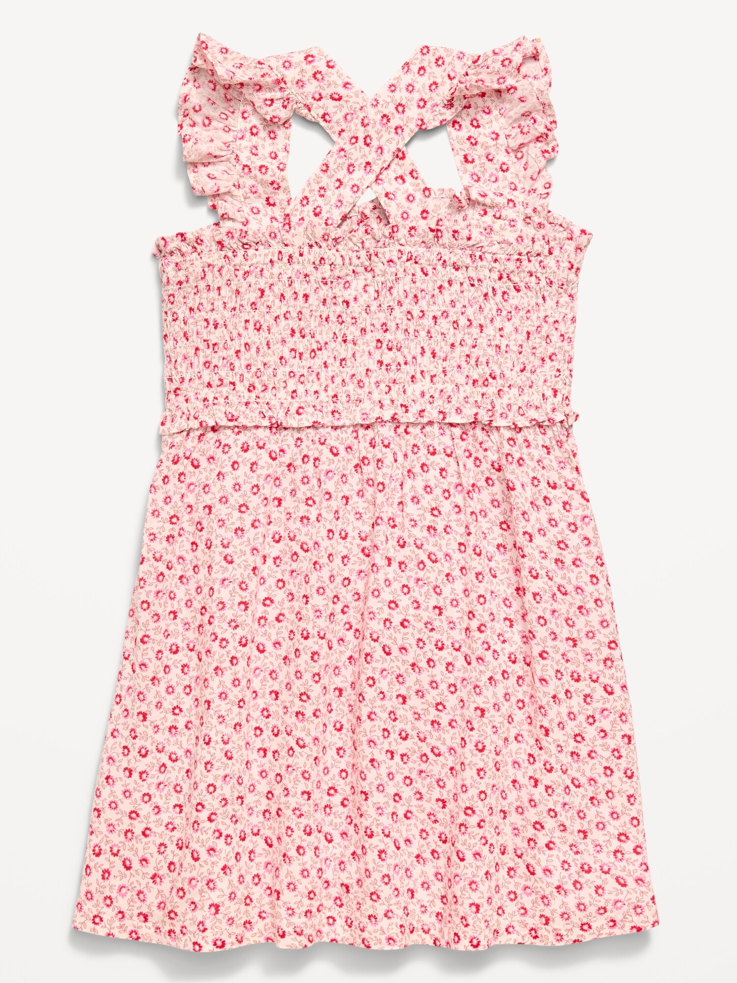 Платье Old Navy Printed Sleeveless Smocked Dress для девочек-малышей, цвет: Белый с принтом — фото 3