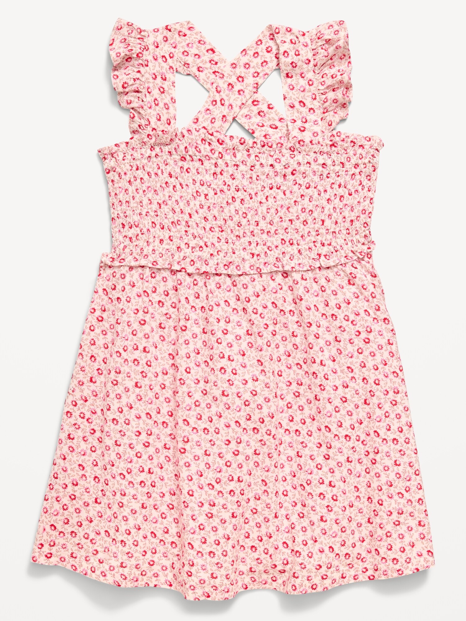 Платье Old Navy Printed Sleeveless Smocked Dress для девочек-малышей, цвет: Белый с принтом — фото 2