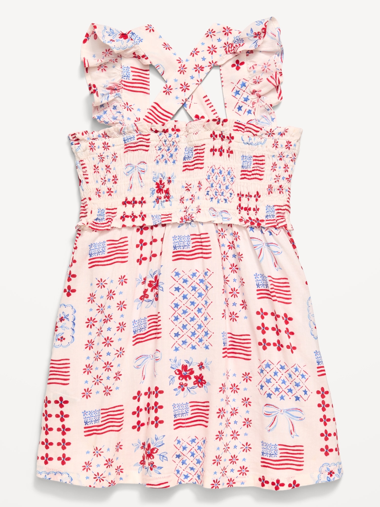 Printed Sleeveless Smocked Dress for Toddler Girls