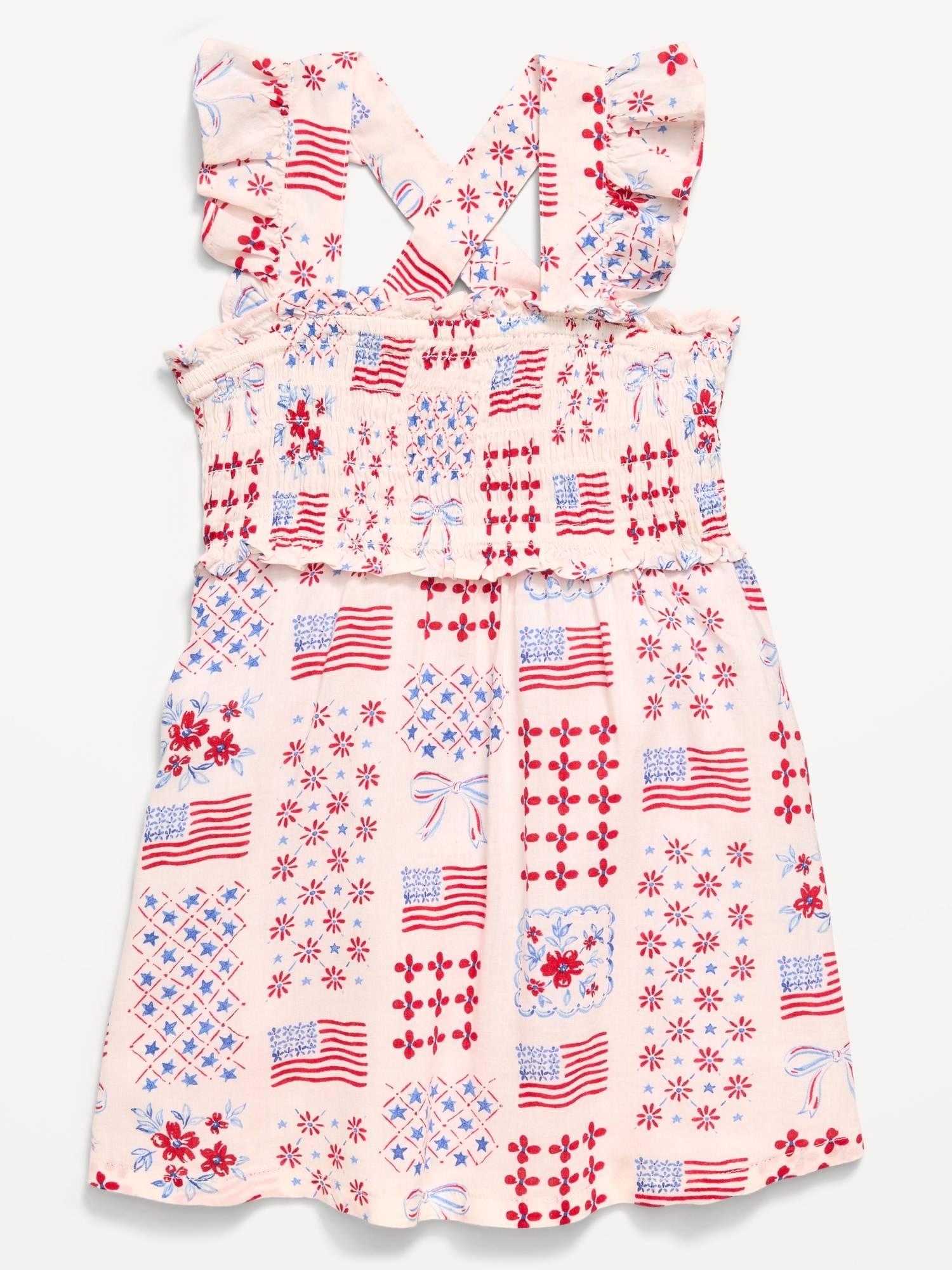 Printed Sleeveless Smocked Dress for Toddler Girls