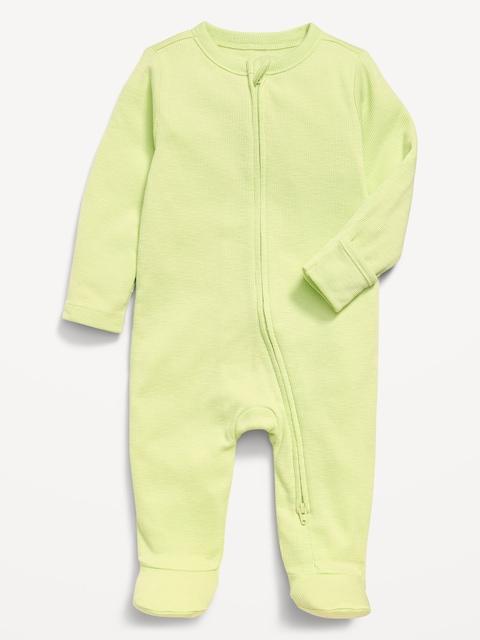 Textured Ribbed 2-Way-Zip Sleep & Play Footed One-Piece for Baby