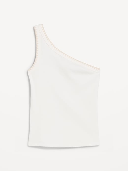 Image number 1 showing, Ribbed One-Shoulder Tank Top