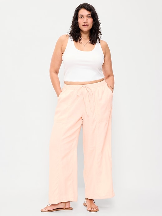 Image number 8 showing, Mid-Rise Linen-Blend Cinched-Ankle Pants