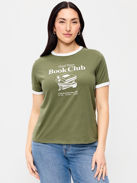 Image number 6 showing, EveryWear Crew-Neck Graphic Ringer T-Shirt