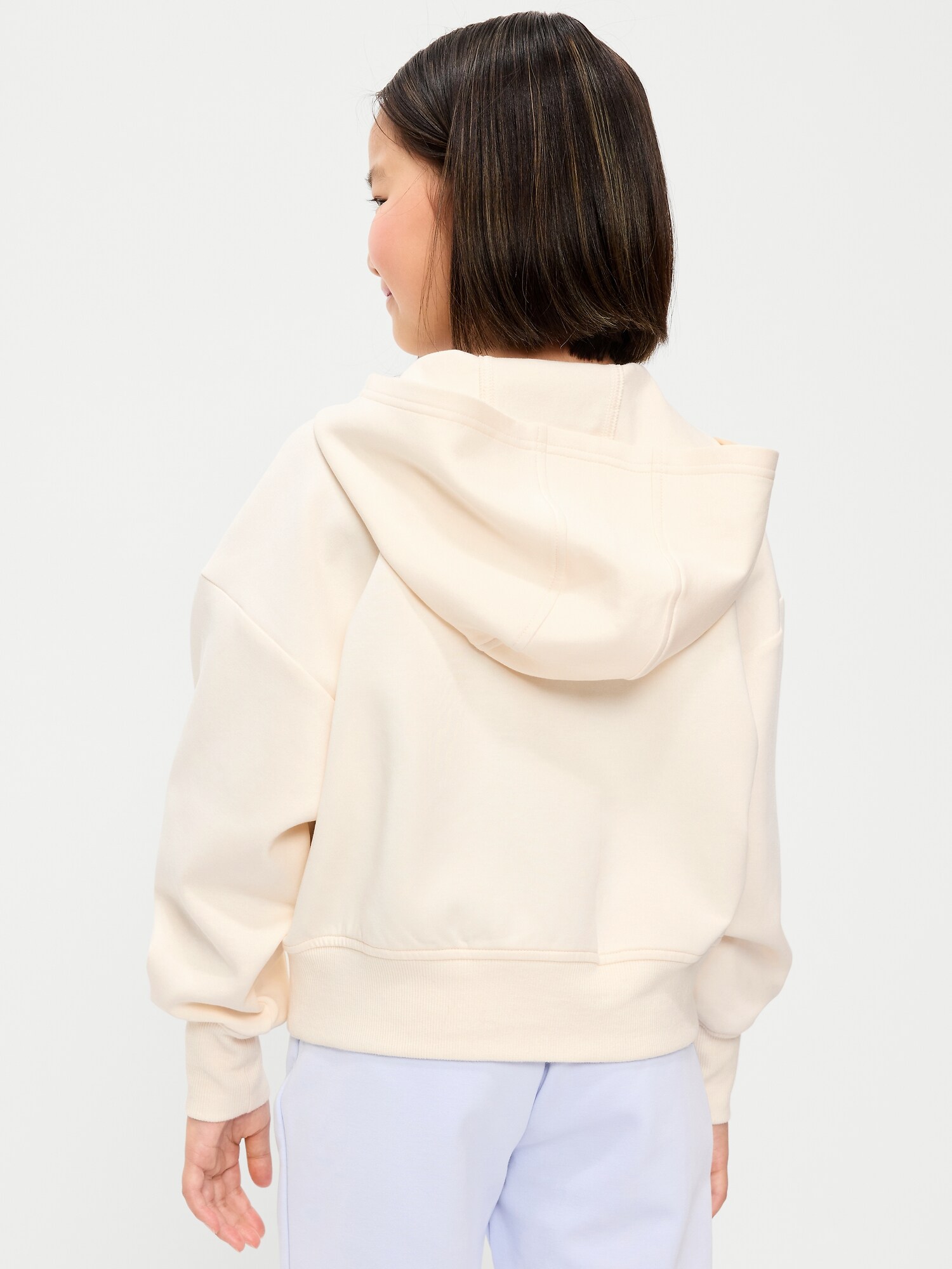 Худи Old Navy Oversized Dynamic Fleece Full-Zip для девочек, цвет: Creme De La Creme — фото 2