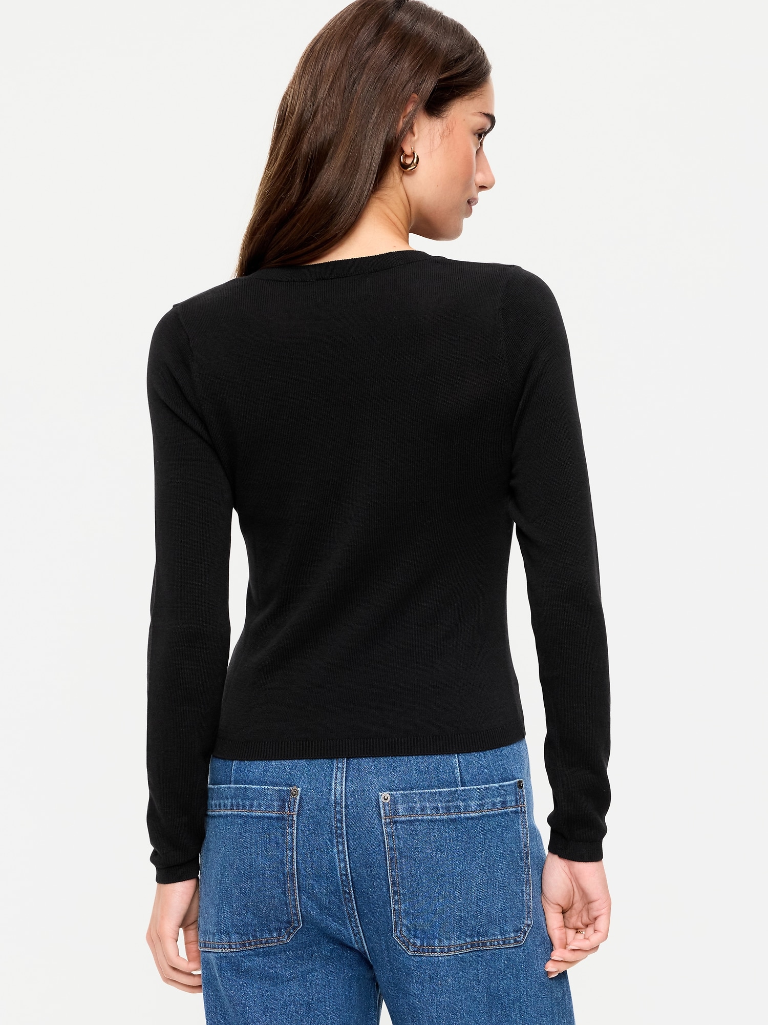 Fitted Scoop-Neck Cropped Jersey Sweater