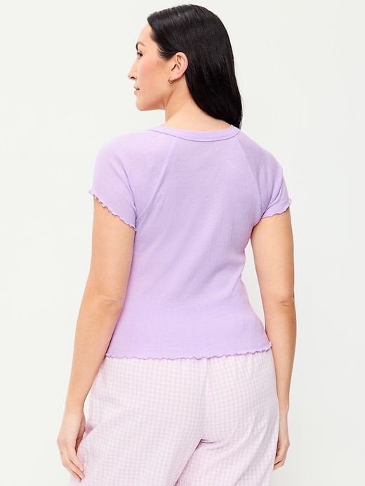 Image number 7 showing, Short-Sleeve Pointelle Sleep Top
