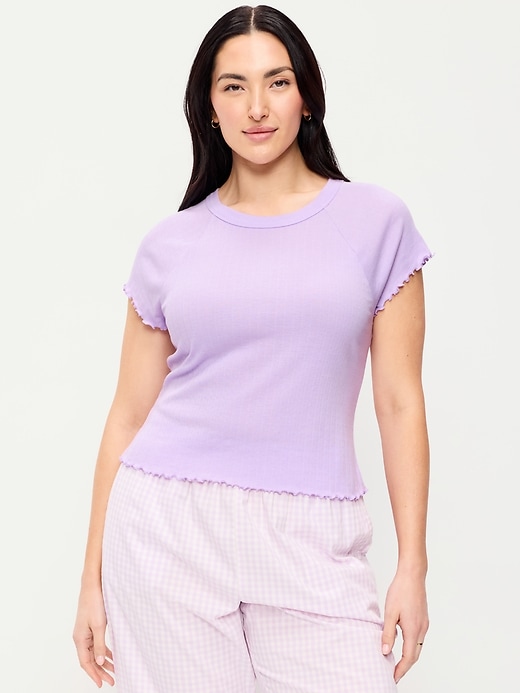 Image number 6 showing, Short-Sleeve Pointelle Sleep Top