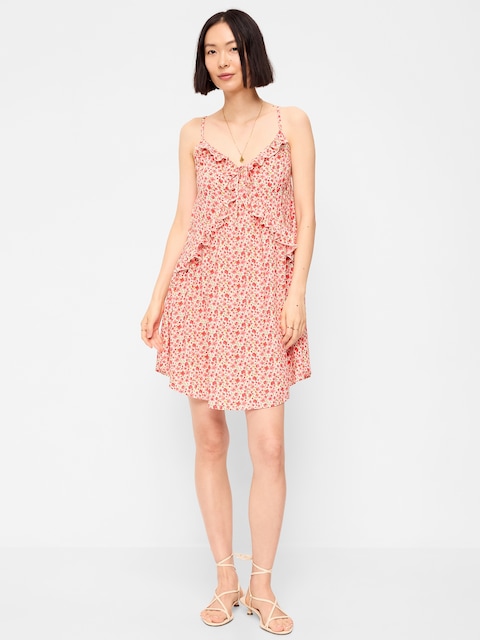 Ruffle-Trim Asymmetrical Mini Dress