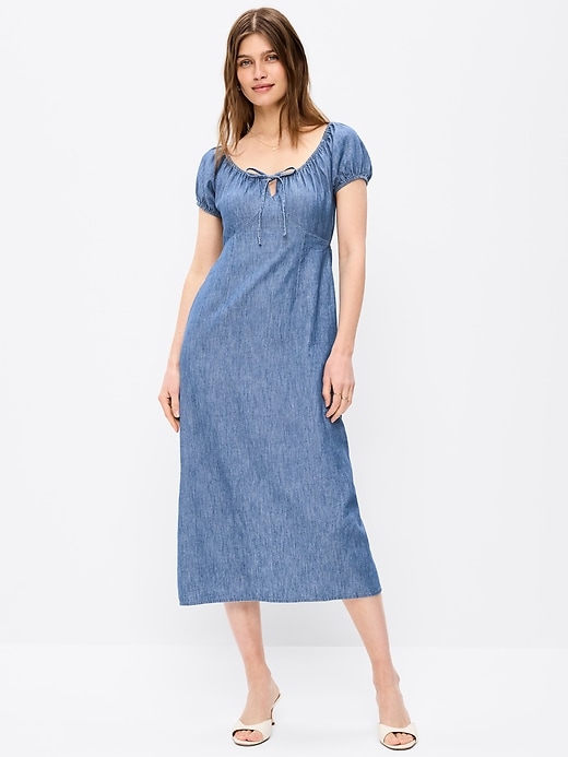 Image number 1 showing, Short-Sleeve Scoop-Neck Midi Dress