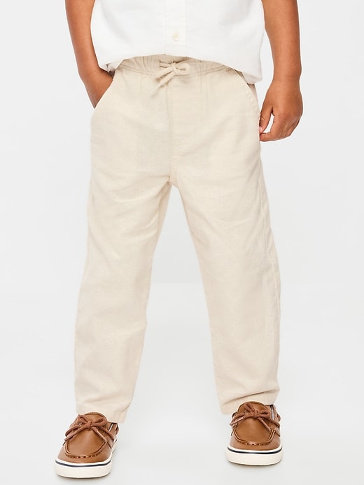 Image number 2 showing, Pull-On Barrel-Leg Linen-Blend Pants for Toddler Boys
