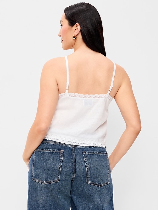 Image number 6 showing, Lace-Trim Linen-Blend Cami Tank Top