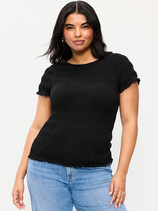 Image number 5 showing, Slit-Neck Smocked Top