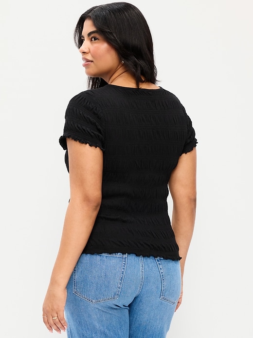 Image number 6 showing, Slit-Neck Smocked Top