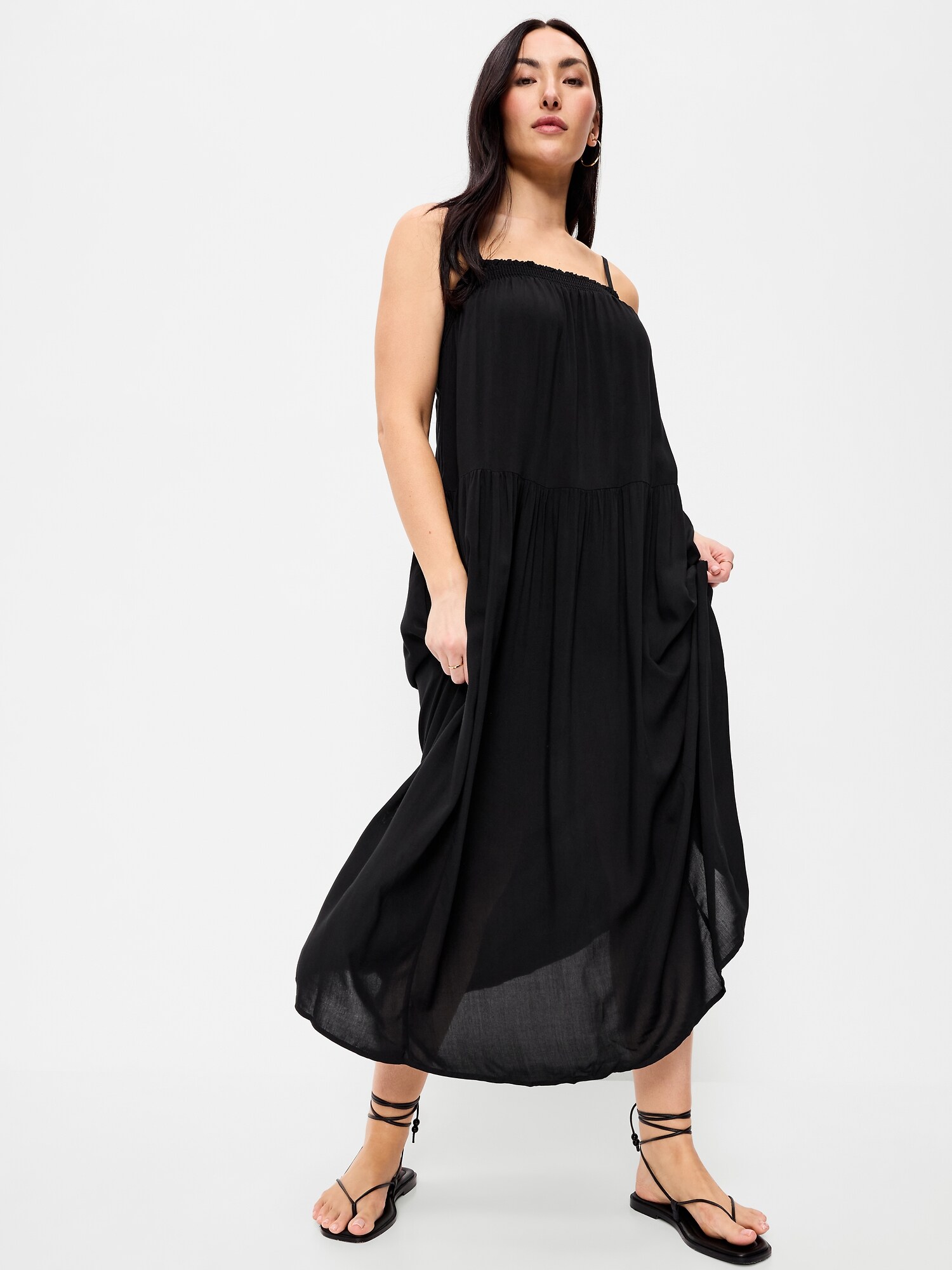 Женское платье Old Navy Airy Smocked Maxi, цвет: Чёрный — фото 3
