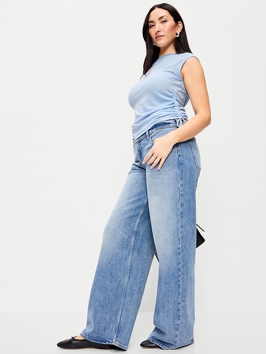 Image number 3 showing, Cap-Sleeve Shirred Side Top