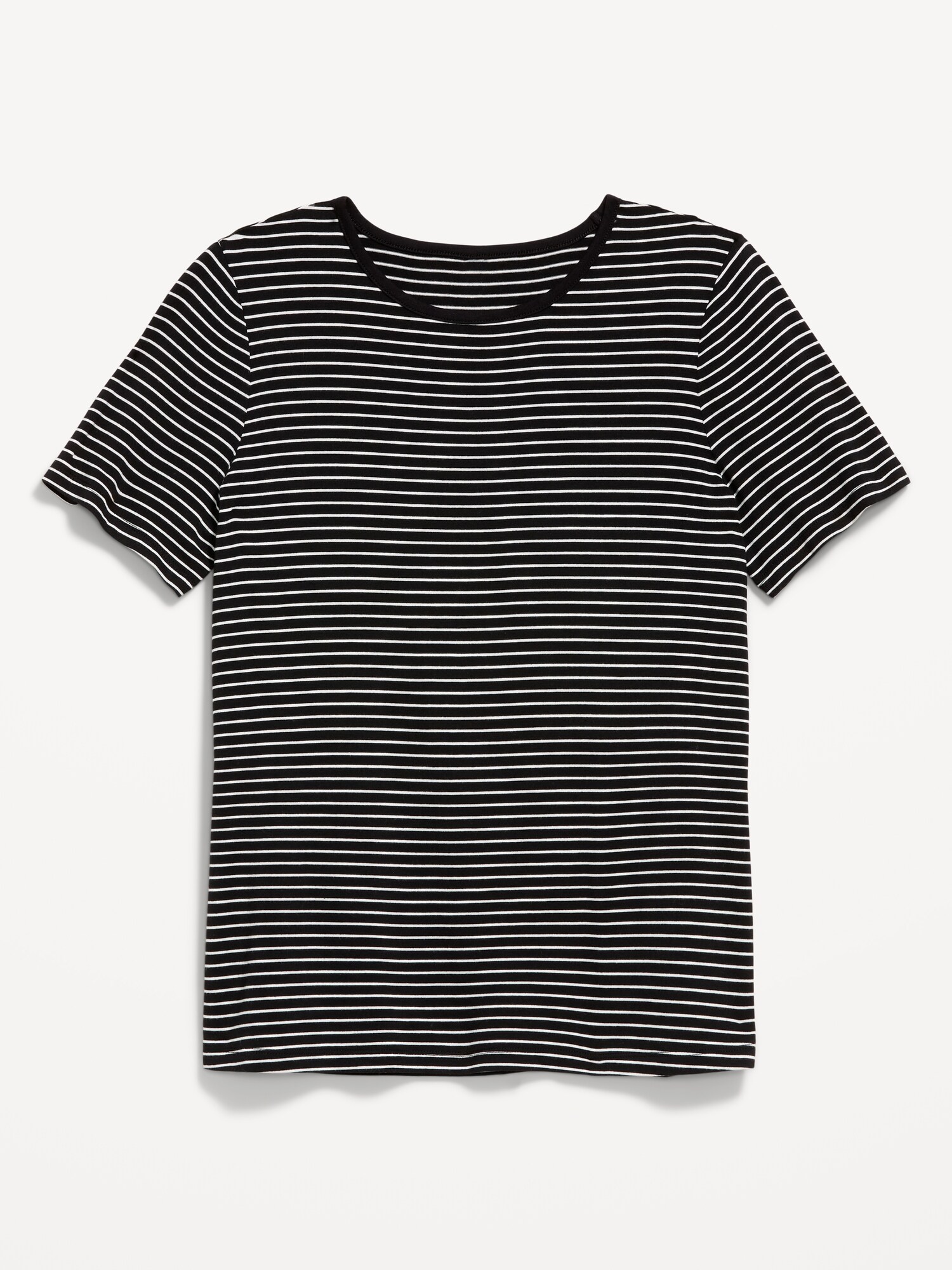 Женская футболка Old Navy Luxe Crew-Neck, цвет: Чёрный / Белый полосатый — фото 4