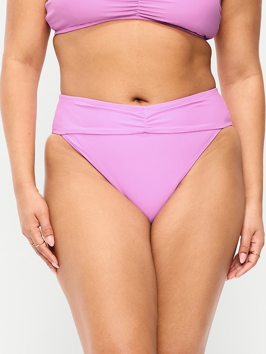 Image number 5 showing, High-Waisted Cinched Bikini Swim Bottoms