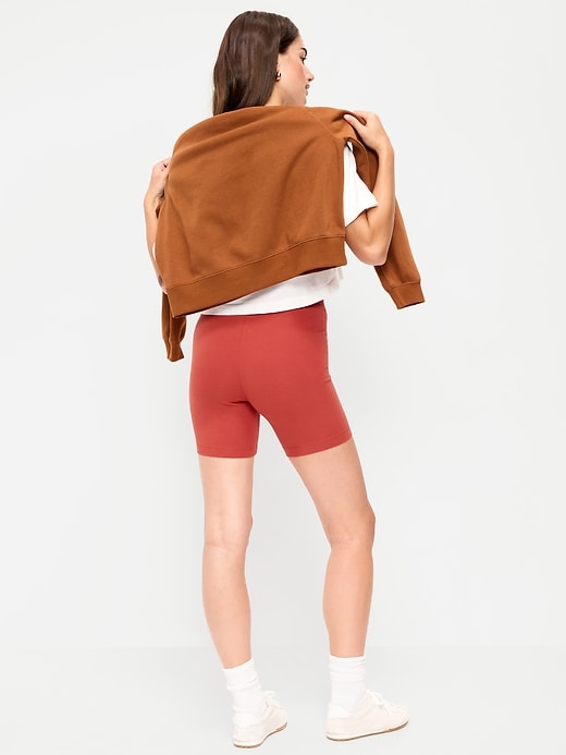 Image number 3 showing, High-Waisted Jersey Biker Shorts -- 6-inch inseam
