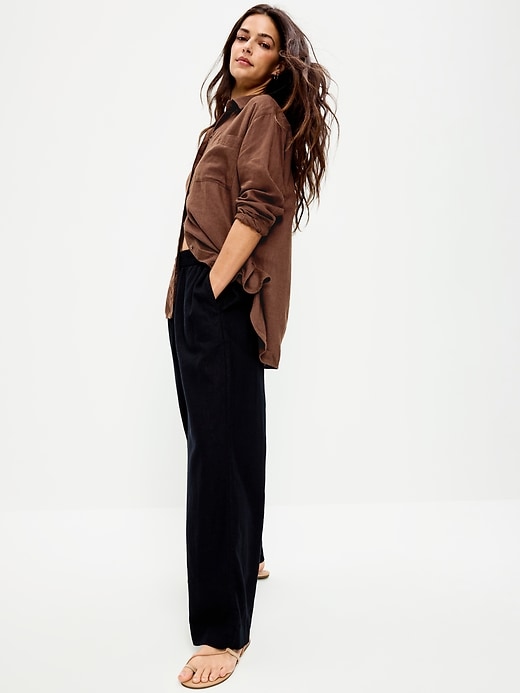 Image number 3 showing, Linen-Blend Loose Button-Down Shirt