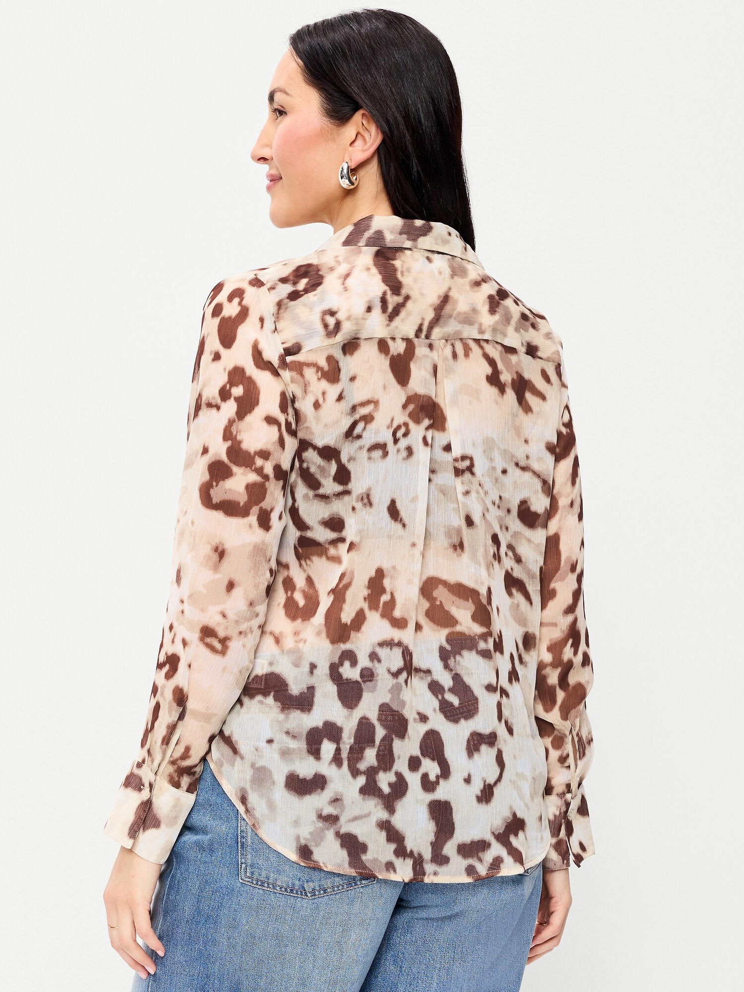 Женская рубашка Old Navy Chiffon Sheer Button-Down, цвет: С принтом — фото 5