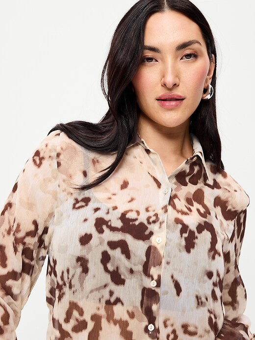 Image number 3 showing, Chiffon Button-Down Shirt
