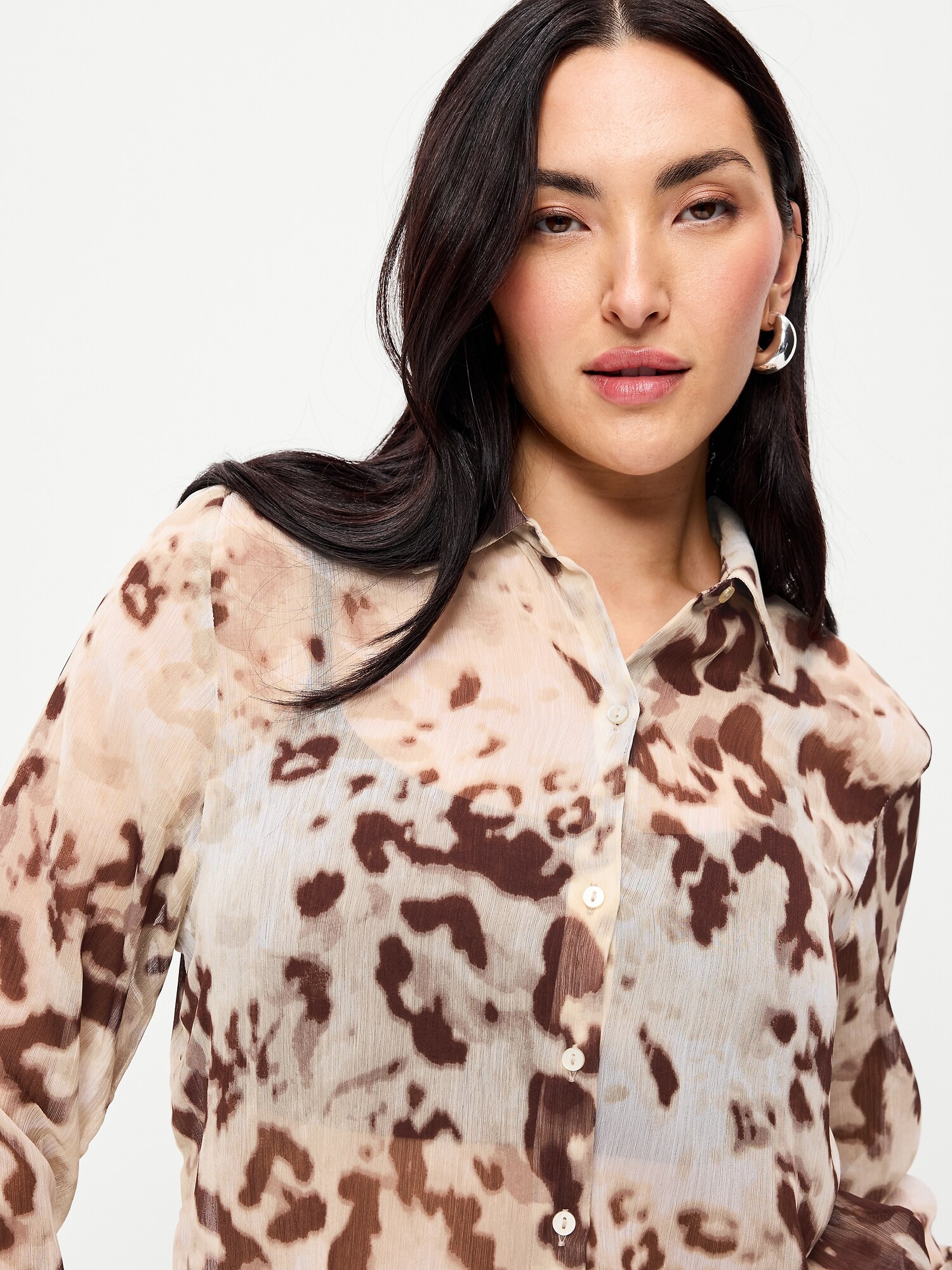 Женская рубашка Old Navy Chiffon Sheer Button-Down, цвет: С принтом — фото 3