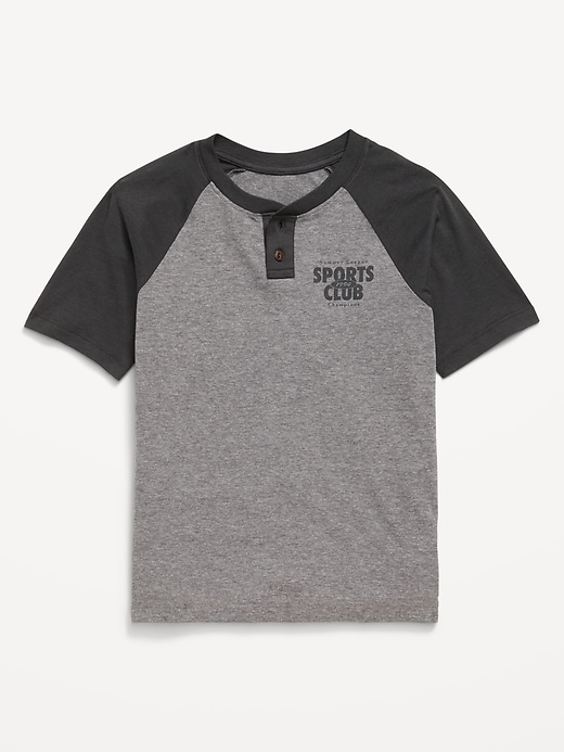 Image number 1 showing, Softest Short-Sleeve Graphic Henley T-Shirt for Boys