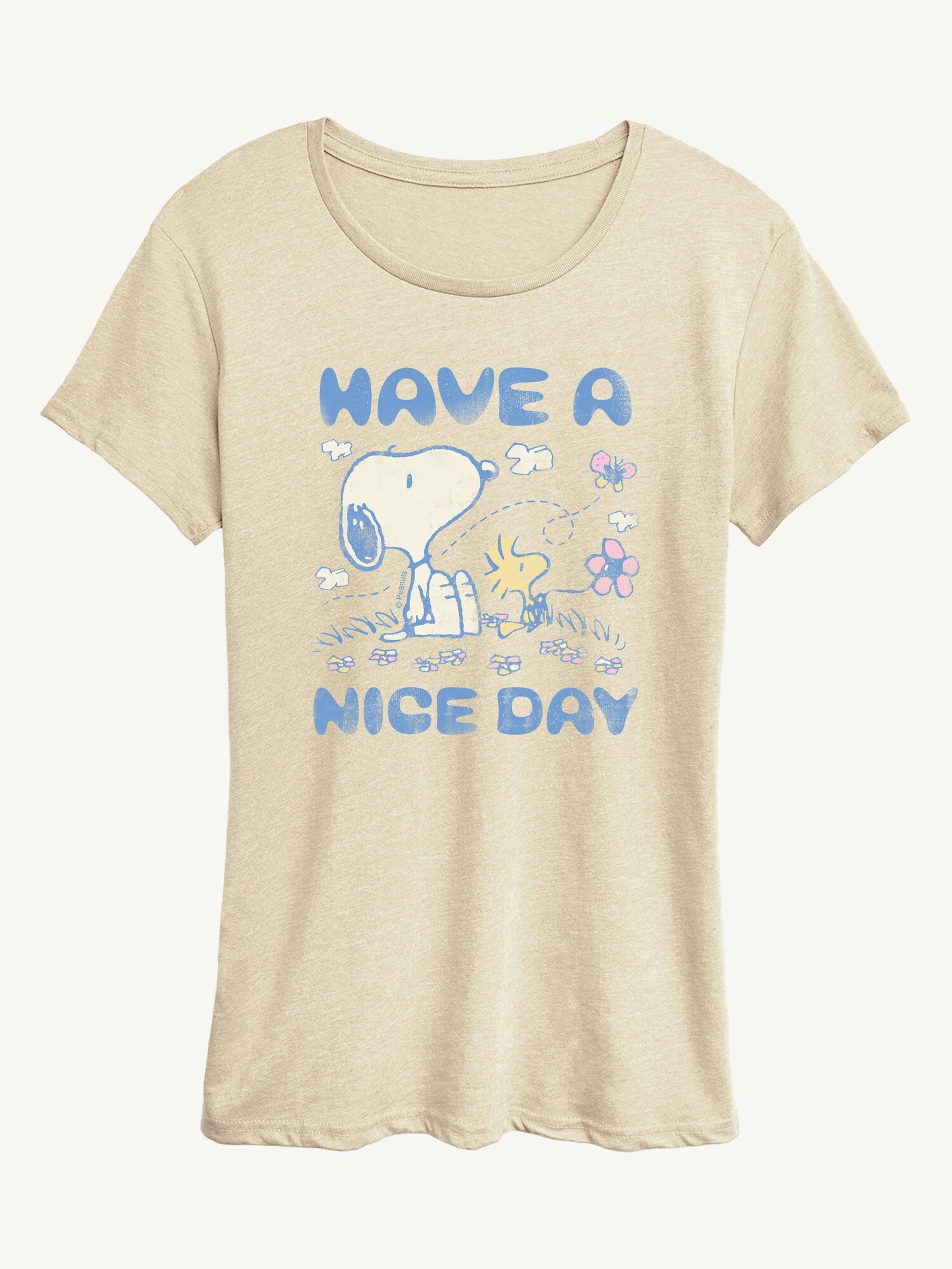Женская футболка Old Navy Peanuts Snoopy And Woodstock Have A Nice Day Short Sleeve Graphic, цвет: Берёзовый — фото 1