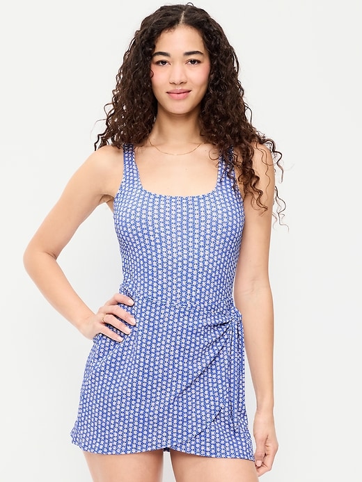 Image number 1 showing, Pique Side-Tie Swim Dress