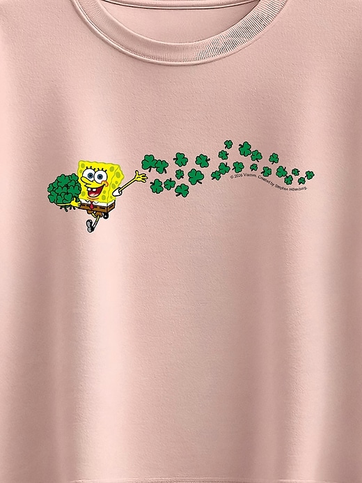 Image number 2 showing, Spongebob SquarePants Shamrocks Short Sleeve Boxy Graphic T-Shirt For Girls