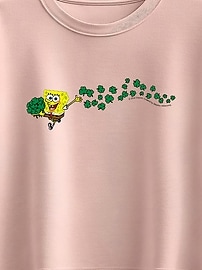 Image number 2 showing, Spongebob SquarePants Shamrocks Short Sleeve Boxy Graphic T-Shirt For Girls