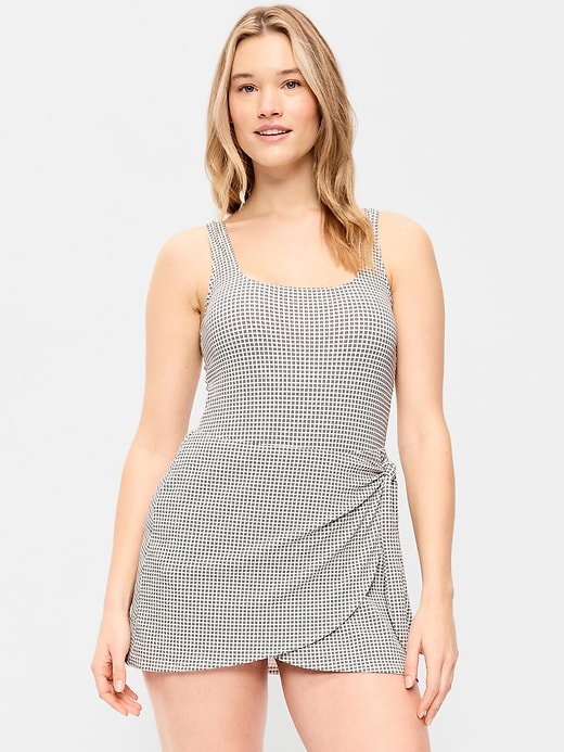 Image number 5 showing, Pique Side-Tie Swim Dress