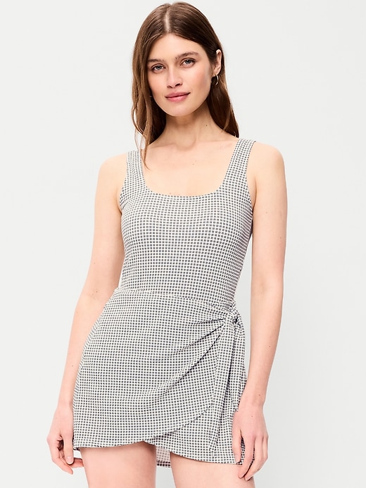 Image number 1 showing, Pique Side-Tie Swim Dress