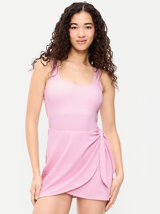 Image number 1 showing, Pique Side-Tie Swim Dress