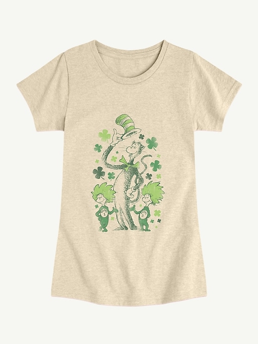 Image number 1 showing, Dr Seuss Cat In The Hat Shamrocks Short Sleeve Graphic T-Shirt For Girls