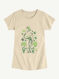 Image number 1 showing, Dr Seuss Cat In The Hat Shamrocks Short Sleeve Graphic T-Shirt For Girls