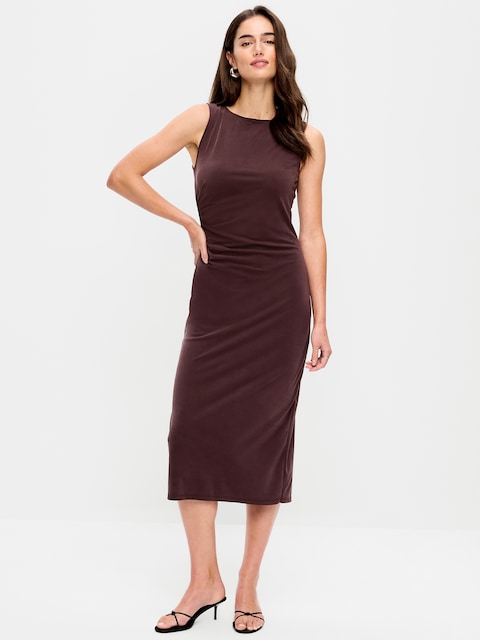 Sleeveless Draped Midi Dress