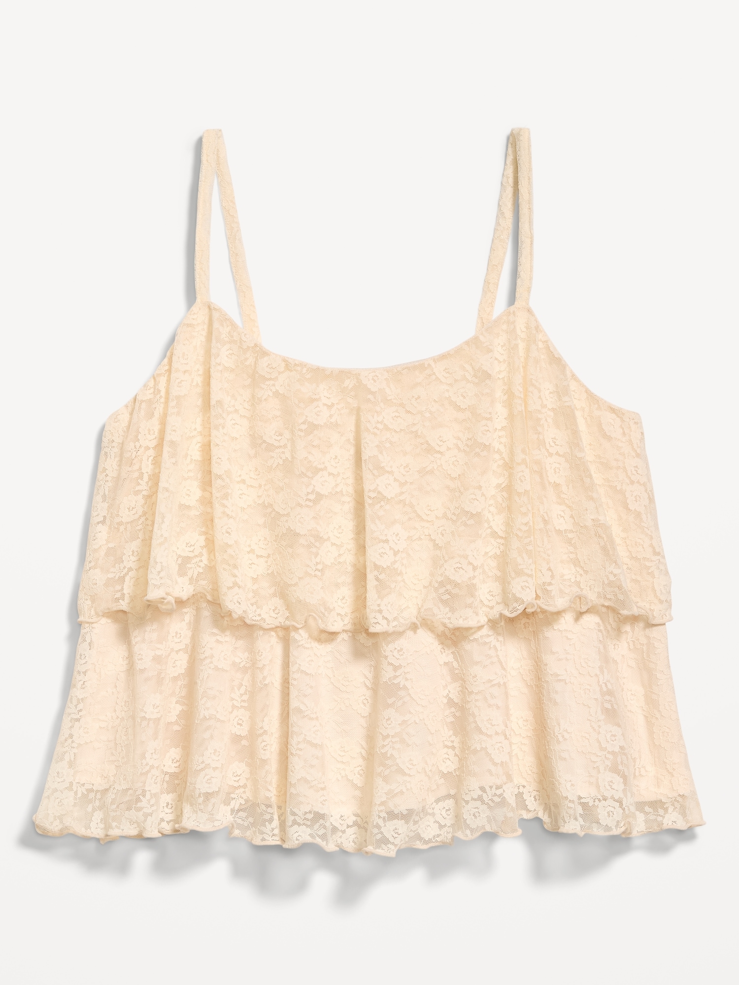 Sleeveless Tiered Lace Ruffle Top