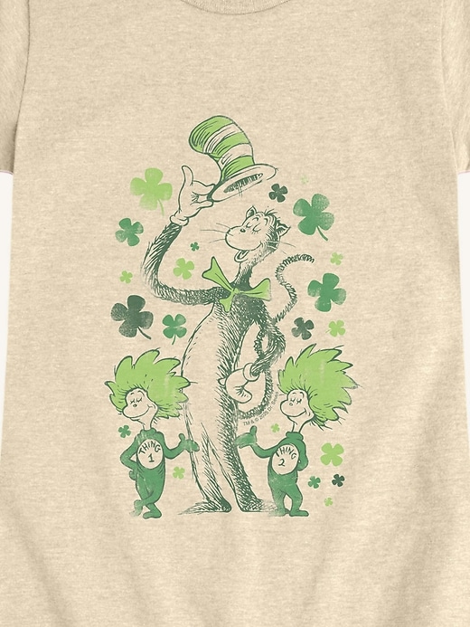 Image number 2 showing, Dr Seuss Cat In The Hat Shamrocks Short Sleeve Graphic T-Shirt For Girls
