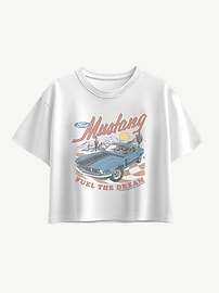 Image number 1 showing, Ford Mustang Fuel The Dream Short Sleeve Boxy Graphic T-Shirt For Girls