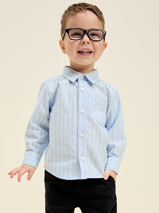 Image number 1 showing, Long-Sleeve Oxford Shirt for Toddler Boys