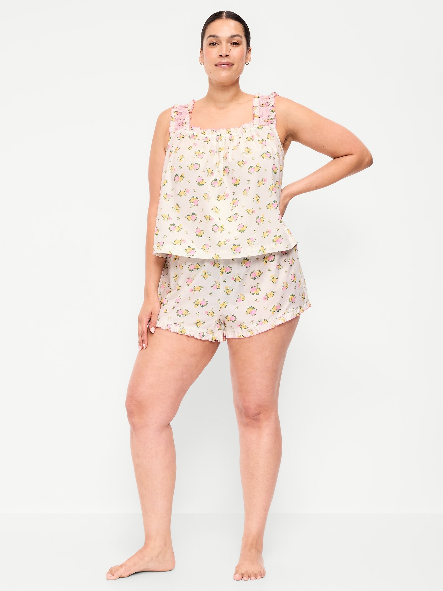 Ruffled Pajama Tank and Shorts Set