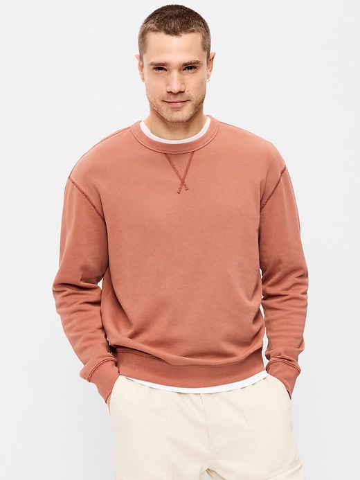 Image number 1 showing, Loose Garment-Washed Crew-Neck Sweatshirt